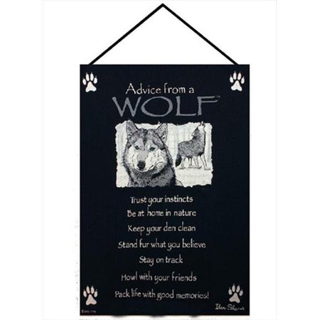 MANUAL WOODWORKERS & WEAVERS Manual Woodworkers and Weavers HWAWLF Advice From A Wolf Tapestry Wall Hanging Vertical 17 X 26 in. HWAWLF